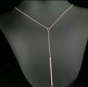 Gold Dainty Circle and Bar Necklace